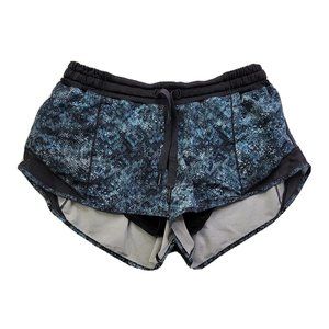Lululemon Women's 8 Hotty Hot Shorts Black Blue Running Vented  Gym 2" Ins